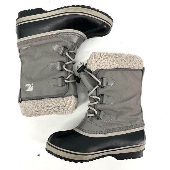 Sorel Kids 4 Gray Canvas Yoot Pac Insulated Waterproof Winter Rain Boot - Picture 6 of 9